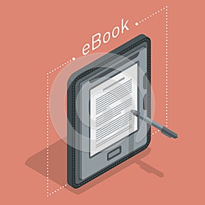 Electronic books icon. Isometric flat vector