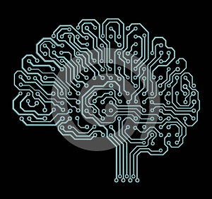 Electronic brain on black