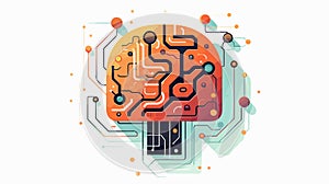 Electronic Brain Vector Logo Cartoon