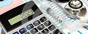 Electronic calculator with medical background and 2023
