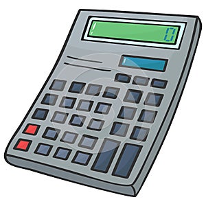 Electronic calculator with a solar cell vector illustration