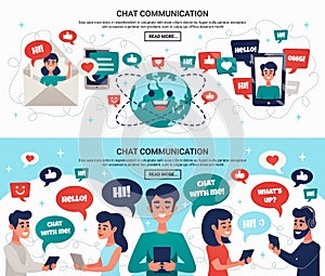 Electronic Chat Messages Horizontal Banners