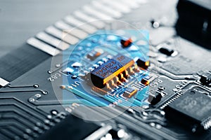 Electronic chip on circuit board