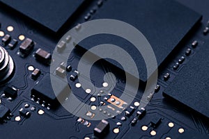 Electronic chip component on black PCB