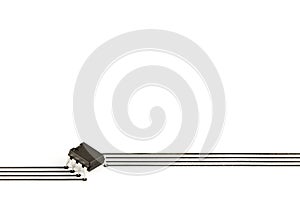 Electronic chip with printed tracks