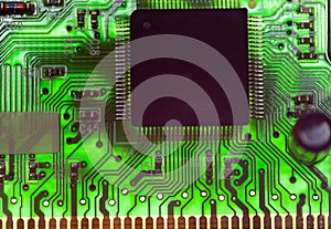 Electronic chip and standard inscriptions of resistors and condensers, small depth of sharpness