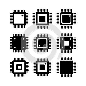 Electronic chip vector icon isolated on white background. computer chip icon. cpu microprocessor chip icon