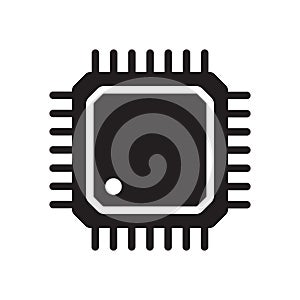 Electronic chip vector icon isolated on white background. Computer chip icon, cpu microprocessor chip icon.