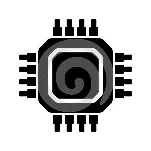 Electronic chip vector icon isolated on white background. Computer chip icon, cpu microprocessor chip icon.