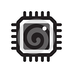 Electronic chip vector icon isolated on white background. Computer chip icon, cpu microprocessor chip icon.
