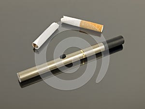 Electronic cigarette with broken cigarette