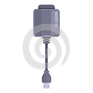 Electronic cigarette cable icon cartoon vector. Vape bottle