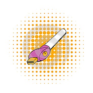Electronic cigarette charger icon, comics style