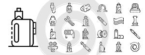 Electronic cigarette icon set, outline style