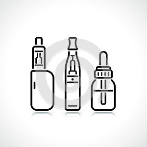 Electronic cigarette thin line icons