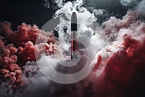 Electronic cigarette, vape, in multi-colored vapor. Generative AI