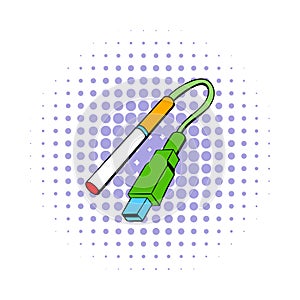 Electronic cigarettes charge icon, comics style