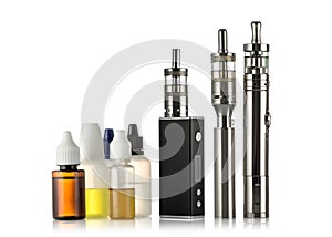 Electronic cigarettes collection isolated on white