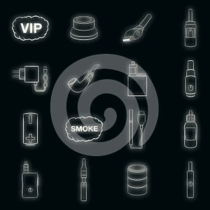 Electronic cigarettes icons set vector neon