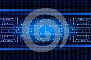 Electronic circuit on binary code background. High tech concept. Digital banner