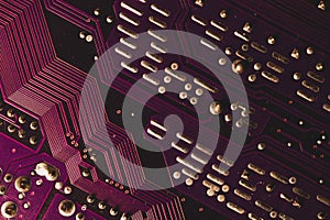 Electronic circuit board abstract background. computer hardware. motherboard close up. micro elements of computer. Intelligent