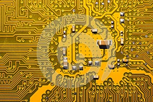 Electronic circuit board abstract background. computer motherboard close up. micro elements of computer. Intelligent technology