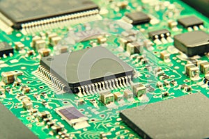 Electronic circuit board close up