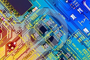 Electronic circuit board part of electronic machine component concept technology of computer circuit hardware