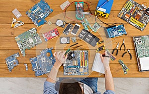 Electronic circuit board inspecting in repair shop