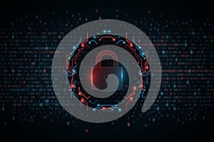 Electronic Circuit Board Lock. Abstract binary programming code background. Hight technology design. User is denied access. Vector