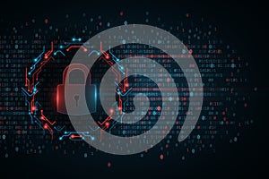 Electronic Circuit Board Lock. Abstract binary software programming code background. Hight technology design. User is denied