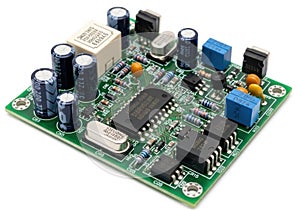 Electronic circuit board with multiple components and connectors
