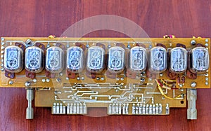 Electronic circuit board with old style indicator tubes