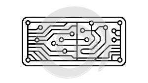 Electronic Circuit Board Outline, Tech and Computer Engineering Icon, vector design Generative AI