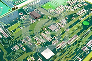 Electronic circuit board part of electronic machine component concept technology of computer