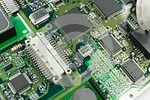 Electronic circuit board part of electronic machine component concept technology of computer