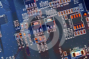 Electronic circuit board part of electronic machine component concept technology of computer circuit hardware