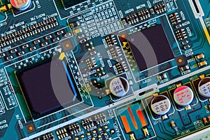 Electronic circuit board part of electronic machine component concept technology of computer circuit hardware