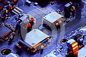 Electronic circuit board part of electronic machine component concept technology of computer circuit hardware