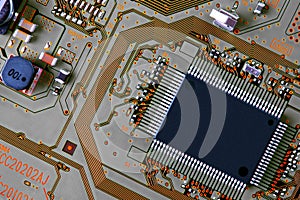 Electronic circuit board part of electronic machine component concept technology of computer circuit hardware