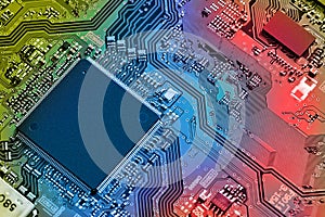 Electronic circuit board part of electronic machine component concept technology of computer circuit hardware