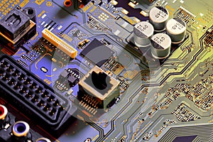 Electronic circuit board part of electronic machine component concept technology of computer circuit hardware