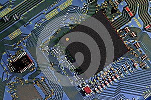 Electronic circuit board part of electronic machine component concept technology of computer circuit hardware