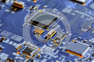 Electronic circuit board part of electronic machine component concept technology of computer circuit hardware