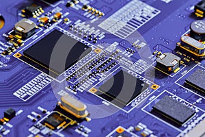 Electronic circuit board part of electronic machine component concept technology of computer circuit hardware