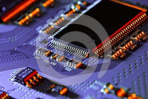 Electronic circuit board part of electronic machine component concept technology of computer circuit hardware