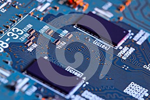 Electronic circuit board part of electronic machine component concept technology of computer circuit hardware