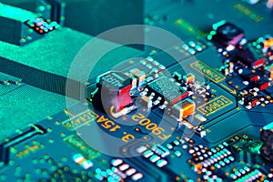 Electronic circuit board part of electronic machine component concept technology of computer circuit hardware