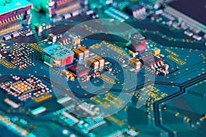 Electronic circuit board part of electronic machine component concept technology of computer circuit hardware