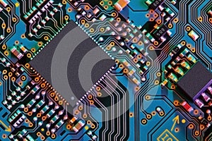 Electronic circuit board part of electronic machine component concept technology of computer circuit hardware